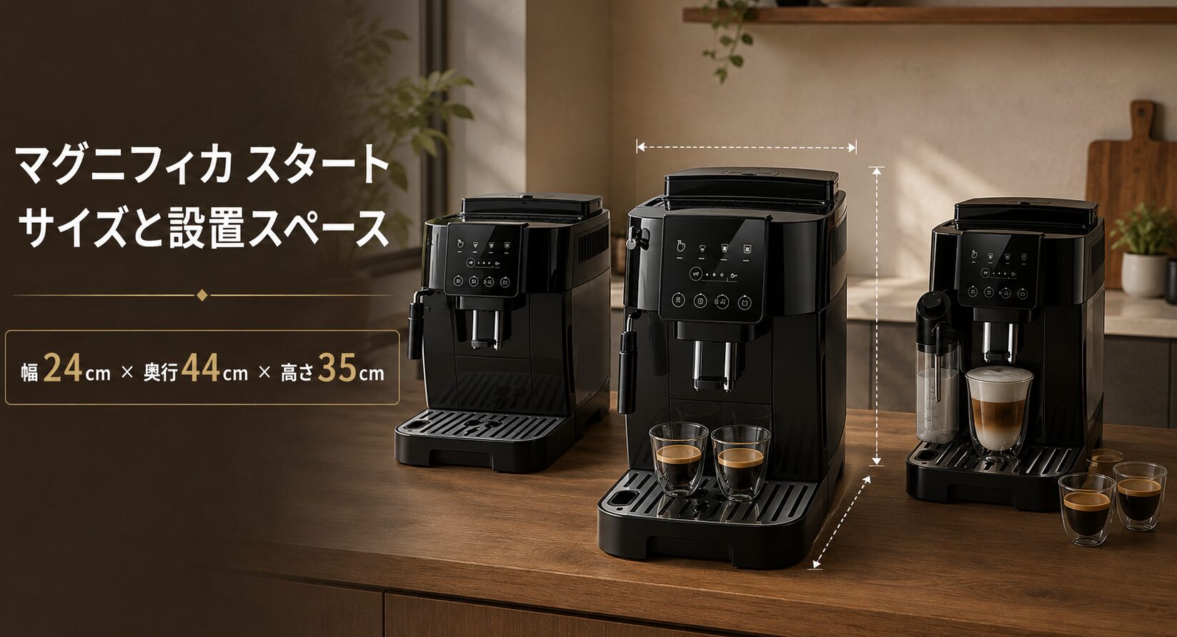 マグニフィカスタート3型番のサイズと設置空間を比較した画像
