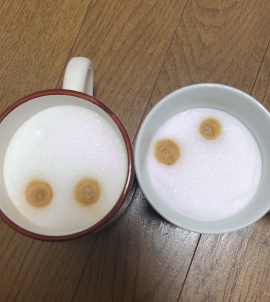 エレッタエクスプロアで作ったカフェラテとカプチーノの見た目の比較